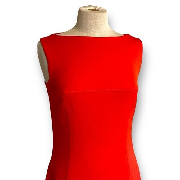 Ralph Lauren Black Label Womens Dress Sz 8 Orange Stretch Wool Sheath USA Made - Picture 6 of 13